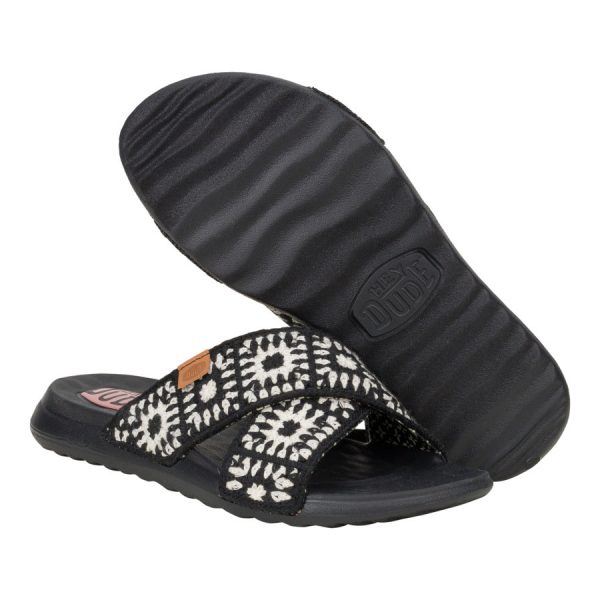 Christi Slide Cottage Crochet - Black/White - Image 3