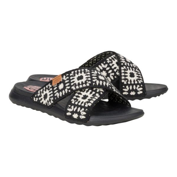 Christi Slide Cottage Crochet - Black/White - Image 2