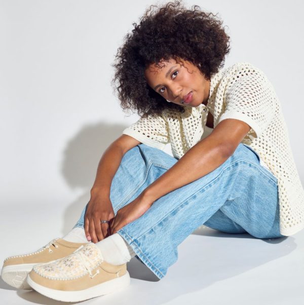 Wendy Comf Suede Crochet - Irish Cream/Multi - Image 2